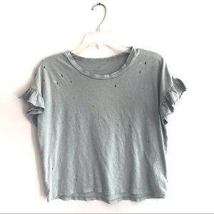 AEO Distressed Short Sleeved Top